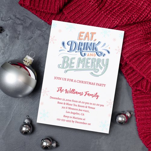 eat drink  be merry christmas party invitation