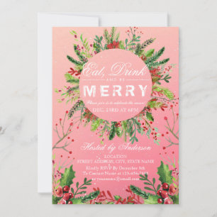 Eat Drink & Be Merry Christmas Party Invitation