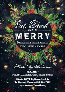 Eat Drink Be Merry Christmas Party Invitation Eat Drink Be Merry Christmas Party Invitation