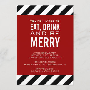 EAT DRINK BE MERRY CHRISTMAS PARTY INVITATION