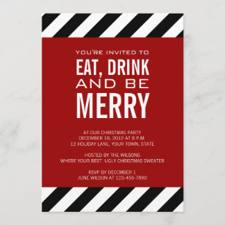 EAT DRINK BE MERRY CHRISTMAS PARTY INVITATION