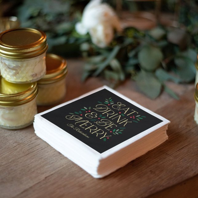 Eat Drink Be Merry Christmas Party Napkins (Creator Uploaded)