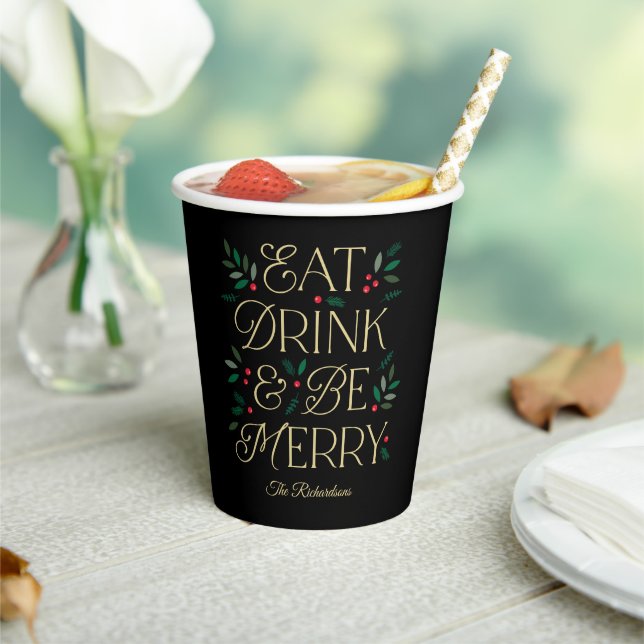 Eat Drink Be Merry Christmas Party Paper Cup (Insitu)