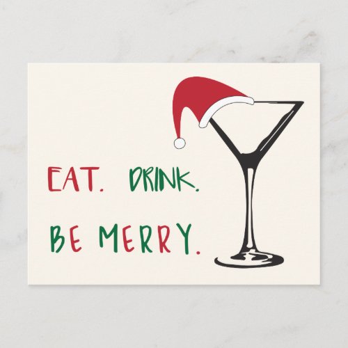 Eat Drink Be Merry Christmas Postcard