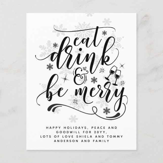 Eat Drink Be Merry Christmas Typography Budget (Front)