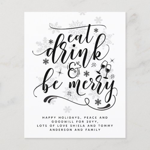 Eat Drink Be Merry Christmas Typography Budget