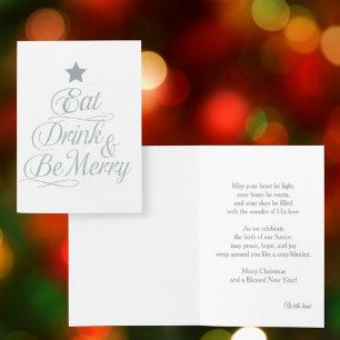 Eat, Drink & Be Merry Elegant Christmas Foil Card