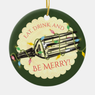 Eat drink be merry fork Christmas ornament
