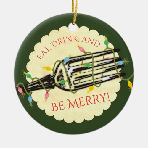 Eat drink be merry fork Christmas ornament