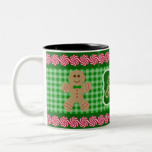 Eat, Drink & Be Merry Green Plaid Gingerbread Mug