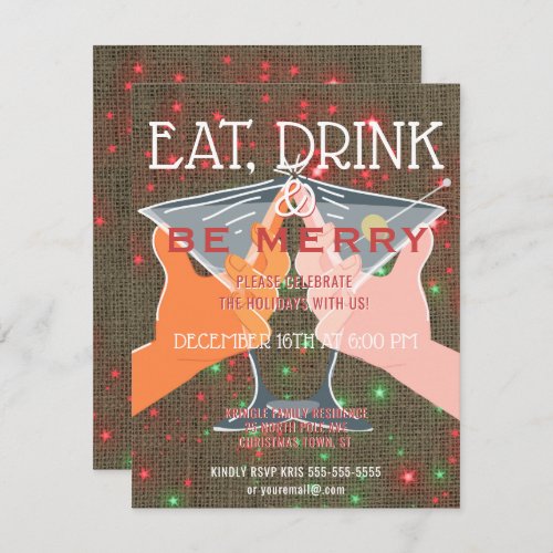 Eat Drink Be Merry Holiday Cocktail Party Invite