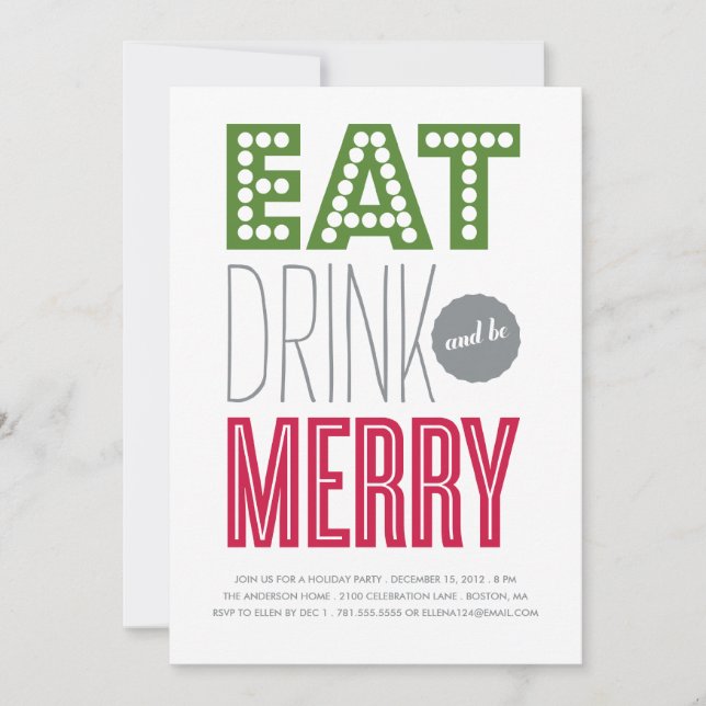 EAT DRINK & BE MERRY | HOLIDAY INVITATION (Front)