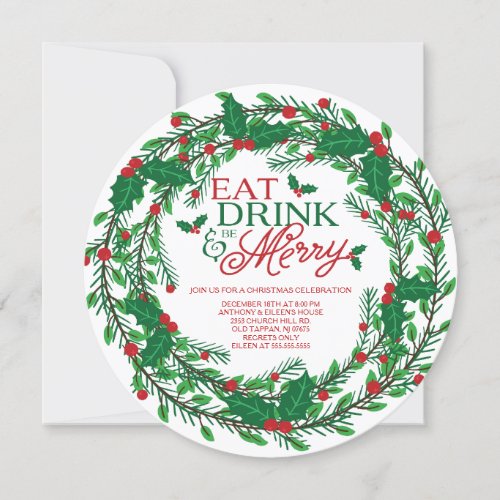 Eat Drink  Be Merry Holiday Party Invitation