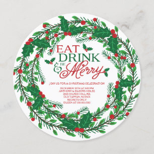 Eat Drink & Be Merry Holiday Party Invitation