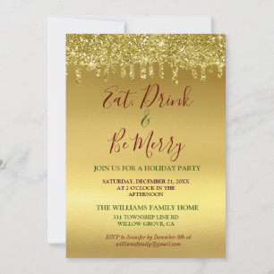 Eat Drink & Be Merry Holiday Party Invitation