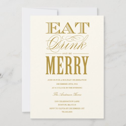 EAT, DRINK &amp; BE MERRY | HOLIDAY PARTY INVITATION