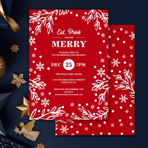 Eat Drink  Be Merry Holiday Party Invitation