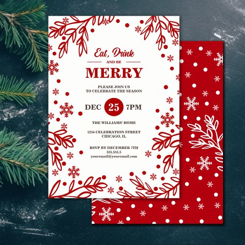 Eat Drink  Be Merry Holiday Party Invitation