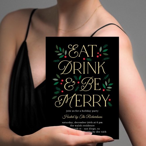 Eat Drink Be Merry Holiday Party Invitation