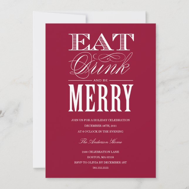 EAT, DRINK & BE MERRY | HOLIDAY PARTY INVITATION (Front)