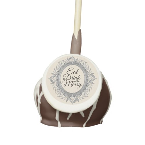 Eat Drink Be Merry Holiday Silvery Leaves Wreath Cake Pops