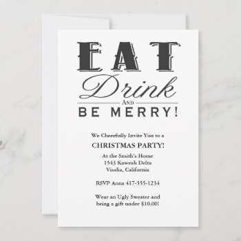Eat Drink Be Merry Invitation by Fallfordesign1 at Zazzle
