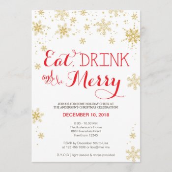 Eat Drink & Be Merry Invitation / Christmas Invite by ApplePaperie at Zazzle