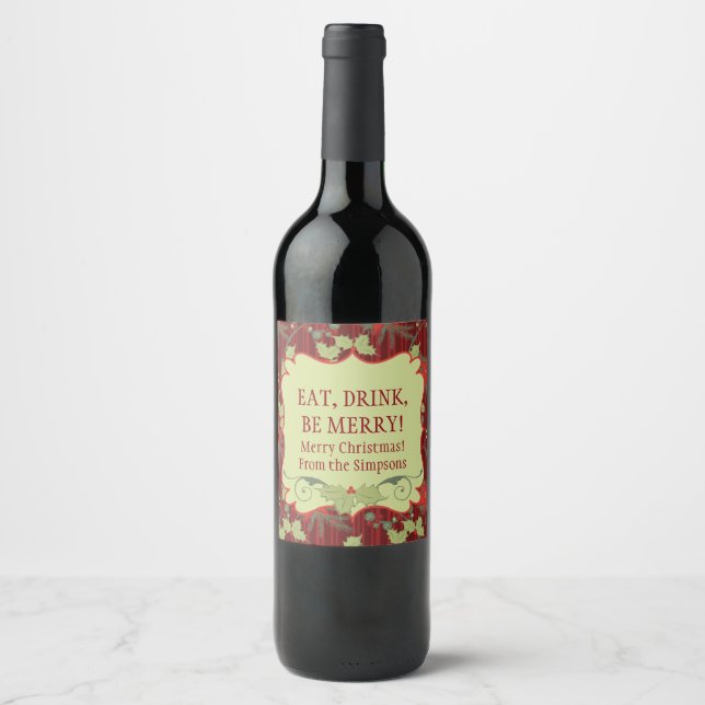 Eat, Drink, Be Merry! Merry Christmas Wine Labels (Front)