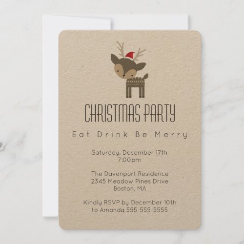 Eat Drink Be Merry Minimalist Christmas Party Invitation