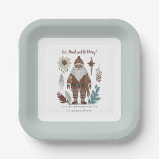 Eat Drink Be Merry Nordic Santa Christmas Paper Plates