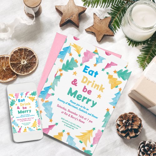 Eat Drink  be Merry Party Invitation Template