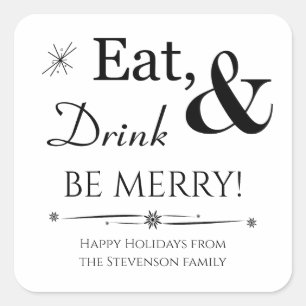 Eat Drink Be Merry Retro Christmas Square Sticker