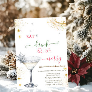 Eat Drink & Be Merry Snowflake Cocktail Invitation