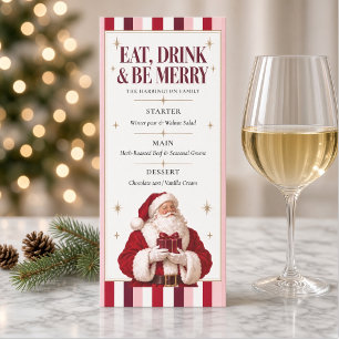 Eat Drink & Be Merry Vintage Santa Christmas  Menu