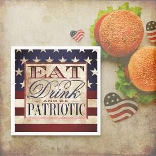 Eat, Drink & Be Patriotic Vintage 4th Of July Napkins