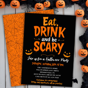 Eat Drink & Be Scary Festive Halloween Party Invitation