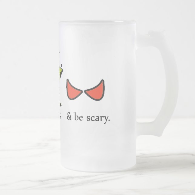 Eat  - Drink  & be Scary Frosted Glass Beer Mug (Right)