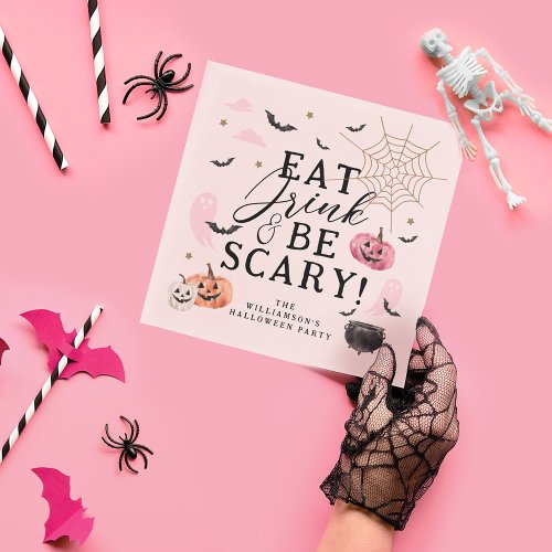 Eat Drink  Be Scary Fun Pumpkin Halloween Party  Napkins