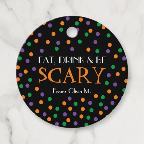 Eat Drink  Be Scary Halloween Candy Trick Treat Favor Tags