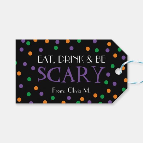 Eat Drink  Be Scary Halloween Candy Trick Treat Gift Tags