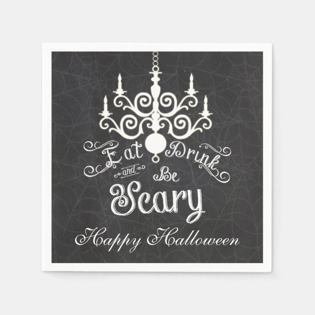 Eat Drink Be Scary Halloween Chalk Party Napkins (Front)