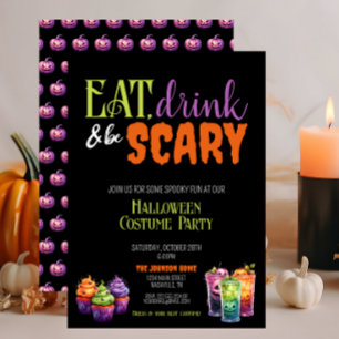 Eat, Drink & Be Scary Halloween Costume Party Invitation