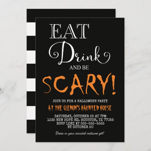 Eat Drink  Be Scary Halloween Invitation