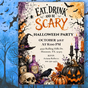 Eat Drink Be Scary Halloween Invitation