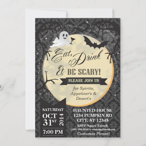 Eat Drink  Be Scary Halloween Invite _ Black