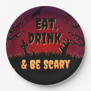 Eat, Drink & Be Scary Halloween Paper Plates
