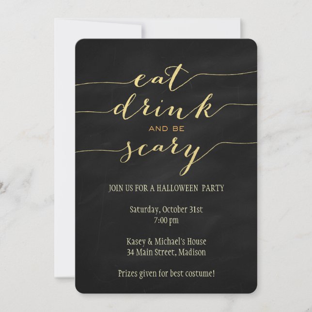 Eat, Drink, Be Scary Halloween Party Invitation (Front)