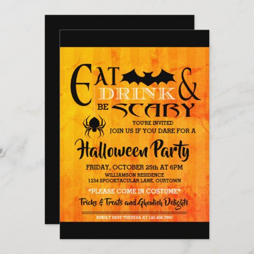 EatDrinkBe Scary Halloween Party Invitation