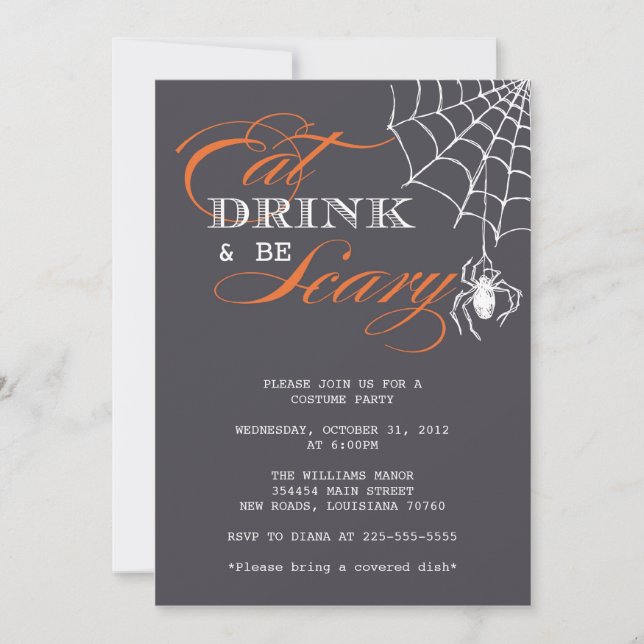 Eat Drink & Be Scary | Halloween Party Invitation (Front)