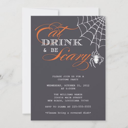 Eat Drink  Be Scary  Halloween Party Invitation